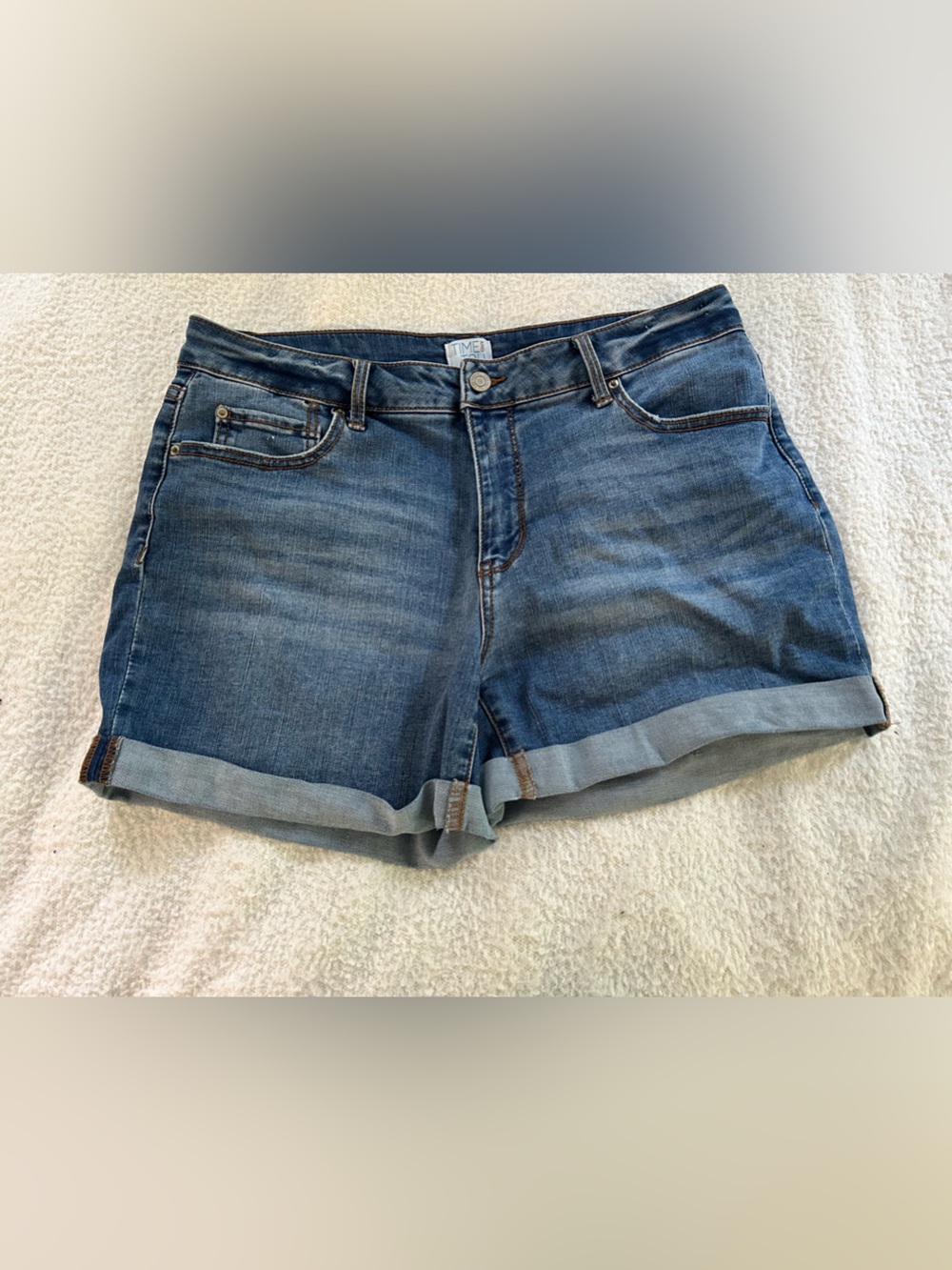 Time and Tru denim fold over shorts
